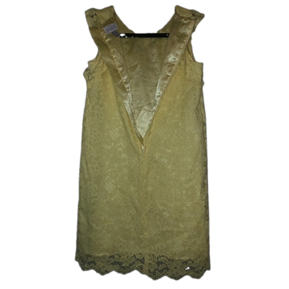 Childrens Place Floral Lace Shift Dress Girls 14 Yellow Layered Short Sleeve - Picture 9 of 9